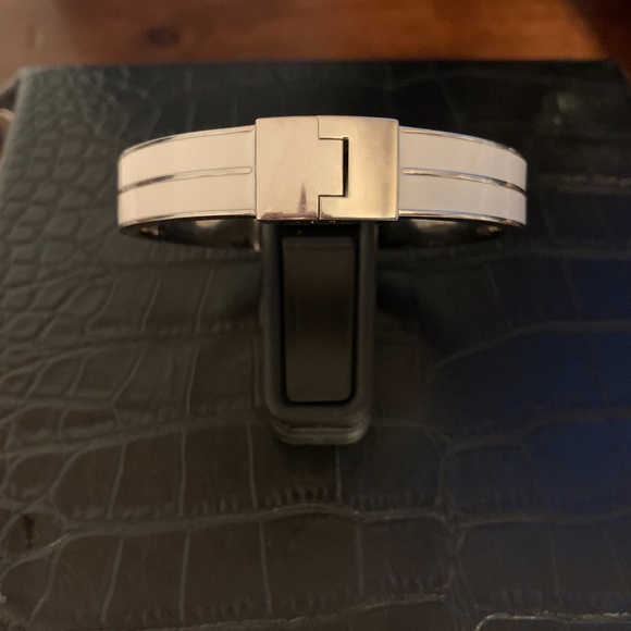 NWT - Michael Kors Silver-White Logo Bangle Bracelet - Picture 3 of 9